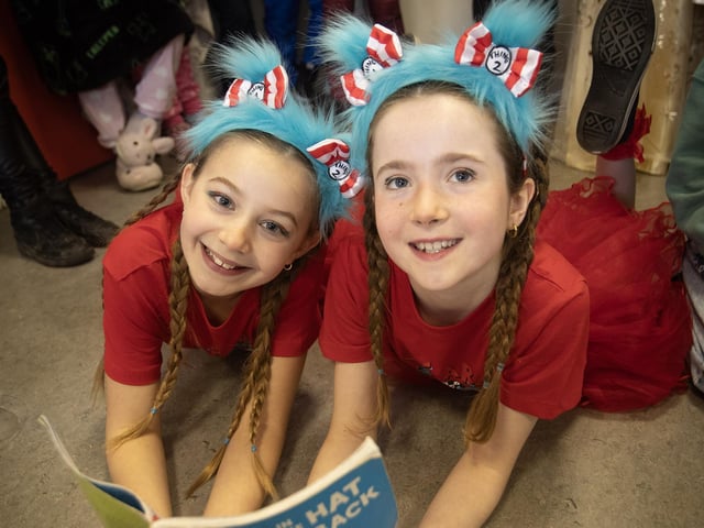'Cat in the Hat Comes Back' - All up for a read to celebrate World Book Day at Hollybush PS on Thursday morning. (Photos: Jim McCafferty Photography)