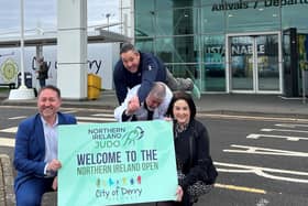 Pictured at the launch of the Northern Ireland Judo Open are City of Derry Airport Manager and Business Development Manager Steve Frazer and Brenda Morgan with Northern Ireland Judo Commercial and Marketing Manager Mark Donald and Chairman Russell Brown.