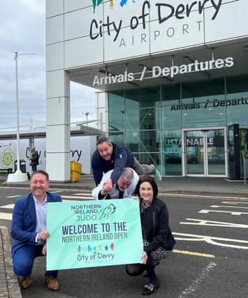 Pictured at the launch of the Northern Ireland Judo Open are City of Derry Airport Manager and Business Development Manager Steve Frazer and Brenda Morgan with Northern Ireland Judo Commercial and Marketing Manager Mark Donald and Chairman Russell Brown.