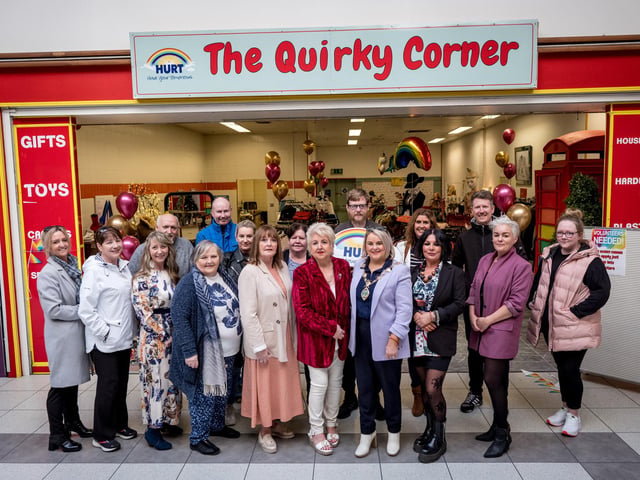 Mayor of Derry City and Strabane District, Councillor Sandra Duffy, opening The Quirky Corner in Quayside, which will help generate valuable funds for HURT services