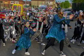 Dancing at the Creggan Baeltaine Parade on Wednesday evening.   Photo: George Sweeney.  DER2318GS – 53