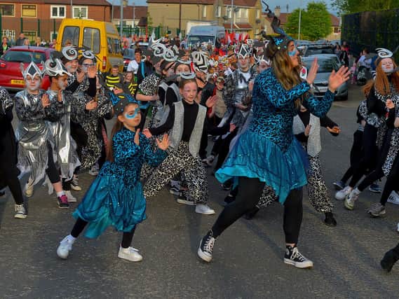 Dancing at the Creggan Baeltaine Parade on Wednesday evening. Photo: George Sweeney. DER2318GS – 53