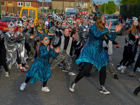 Dancing at the Creggan Baeltaine Parade on Wednesday evening.   Photo: George Sweeney.  DER2318GS – 53