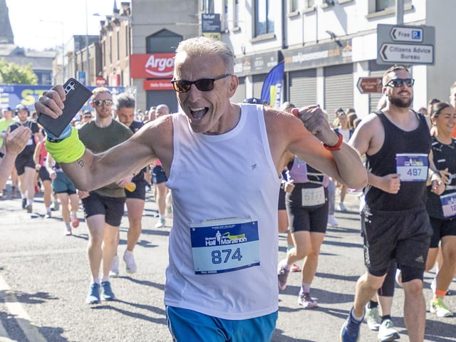 Paul Woods enjoyed himself as he ran through the streets of Strabane on Sunday.