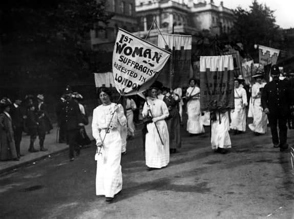 1913:  The first women suffragettes arrested in London.  (Photo by Hulton Archive/Getty Images)