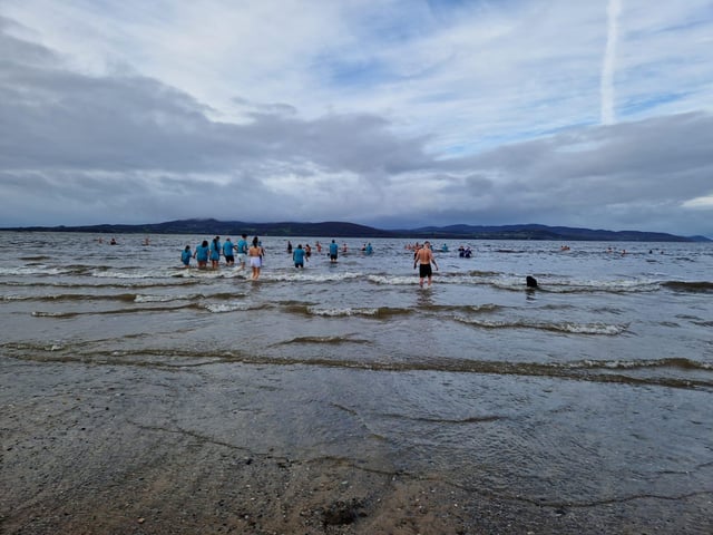 Christmas Day dippers at the annual swim at Ludden beach, Buncrana, County Donegal.