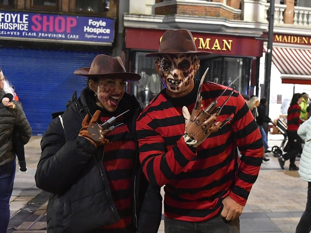 Revellers in costume at the Halloween festivities on Friday evening.  Photo: George Sweeney