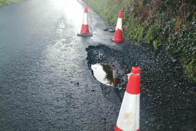 A pothole in Ballyarnett.