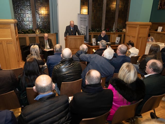 Garbhan Downey, Colmcille Press, addressing the attendance at Thursday's book launch. (Photos: Jim McCafferty Photography)