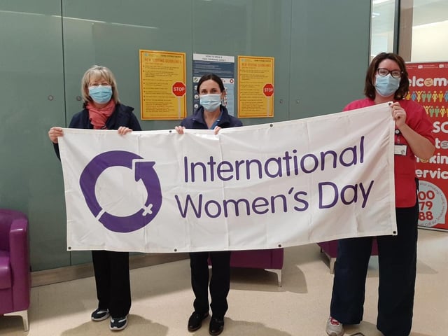 Health service workers celebrating International Women's Day at the Western Trust