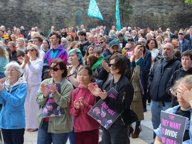 A packed Guildhall Square at the Unite Against Hate rally - Guildhall Square on Saturday. (Photo - Deirdre Heaney, nwpresspics)