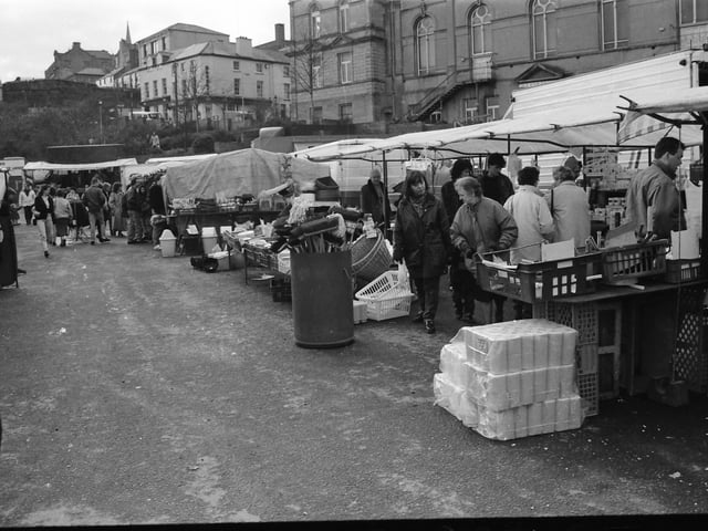 A row of stalls at the Foyle Street market.