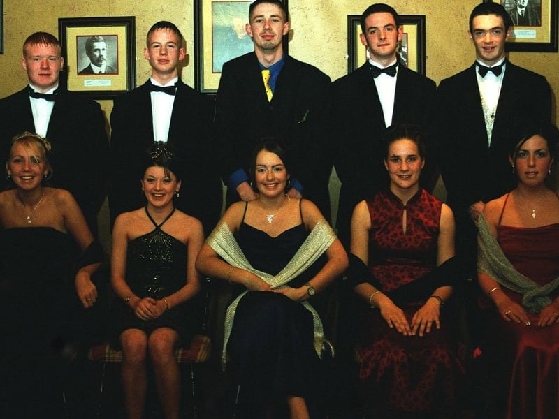 Pupils pictured at the St Cecilia's and St Joseph's formal held in the Redcastle Hotel. Seated from left are, Michelle Ferguson, Lisa McLaughlin, Lynda Hegarty, Rachel Love, Michelle Harkin, Standing from left, Seamus Conaghan, Daniel McDonagh, Andy Curran, Connor Sproule, and Vinny Hegarty.(8/12/PG1)