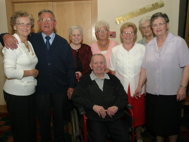 Mr and Mrs McMonagle celebrating 50 years of marriage with their family.