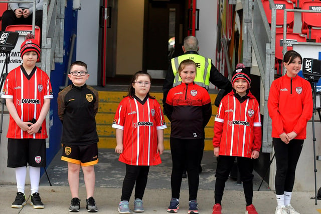 Mascots at the Derry City versus St Patrick’s Athletic game on Friday night. DER2317GS-91A