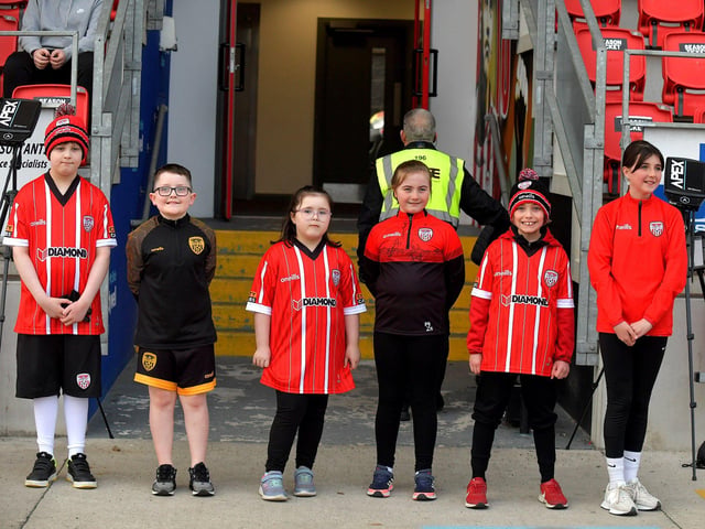 Mascots at the Derry City versus St Patrick’s Athletic game on Friday night. DER2317GS-91A