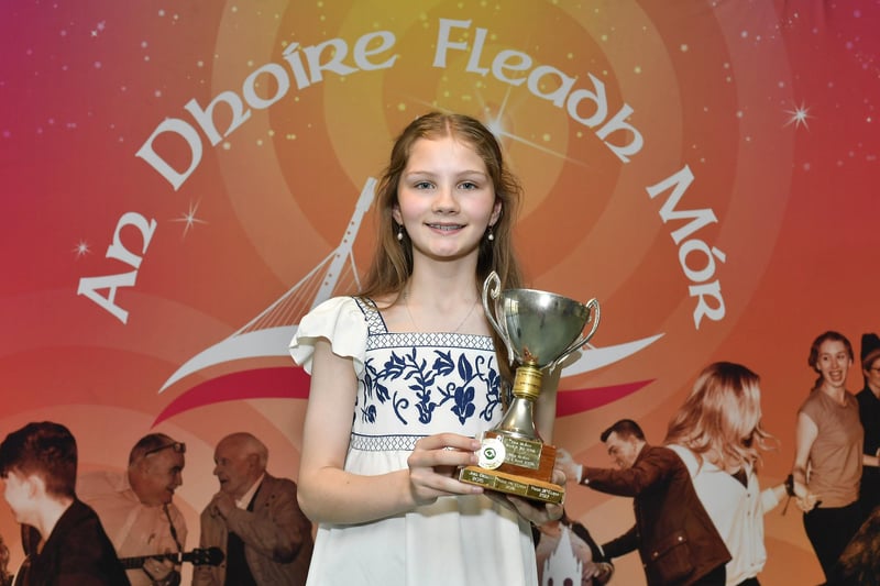 Aoibhín Close was awarded first place for Fiddle Age 12 – 15 years at the Fleadh Mhór Dhoíre. Photo: George Sweeney