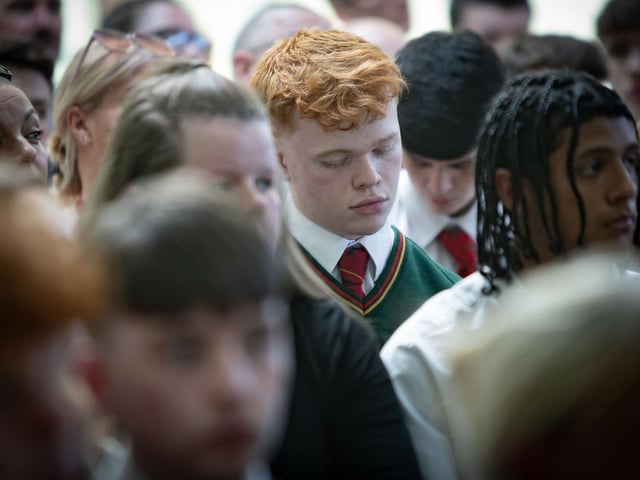 Students and parents attending the Year 12 Leavers Mass at St. Joseph's Boys School on Wednesday. : .