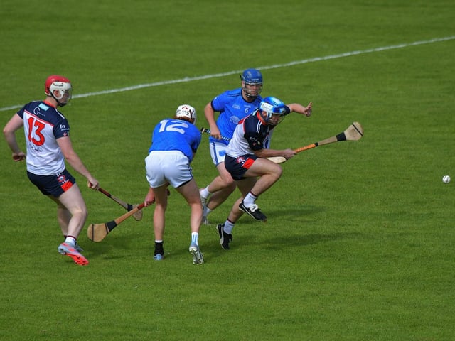 New York in action against Pearse Og San Francisco in GAA World Games Hurling International final in Celtic Park on Friday morning. Photo: George Sweeney. DER2330GS - 190