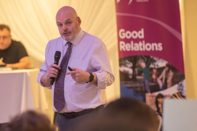 Speaking at Derry City and Strabane District Council’s Good Relations Team Let’s Talk event. Picture Martin McKeown.
