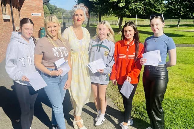 Thornhill College Principal Sharon Mallett congratulates her students on their wonderful success at A Level