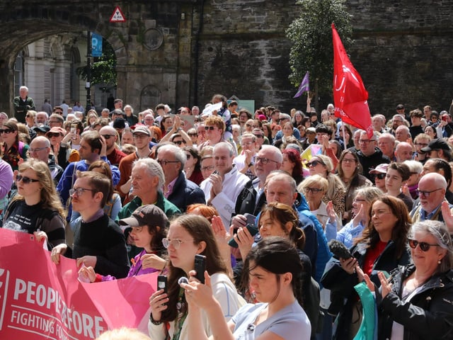 A packed Guildhall Square at the Unite Against Hate rally - Guildhall Square on Saturday. (Photo - Deirdre Heaney, nwpresspics)