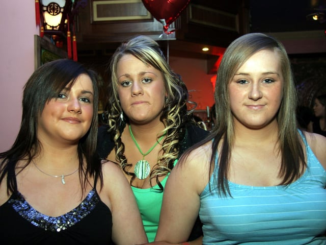 Sarah enjoys her birthday party with friends, Tasha and Toni 0043JML : Parties and nights out in Derry and Donegal in February 2006.