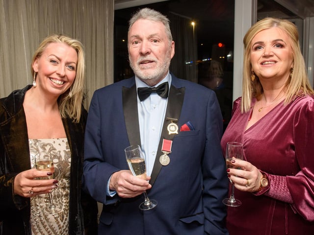 Denise O’Kane, Jim Goodman and Lorraine Roddy pictured at Londonderry Musical Society’s 60th Anniversary dinner in the White Horse Hotel. Picture Martin McKeown. 14.01.23