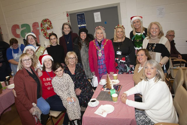 Mayor Sandra Duffy pictured with teachers, pupils and pareants - past and present at Saturday’s St. Mary’s College Christmas Fair.