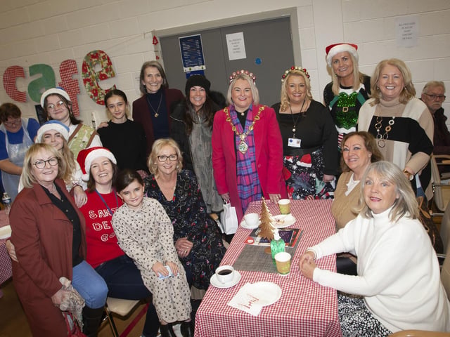 Mayor Sandra Duffy pictured with teachers, pupils and pareants - past and present at Saturday’s St. Mary’s College Christmas Fair.