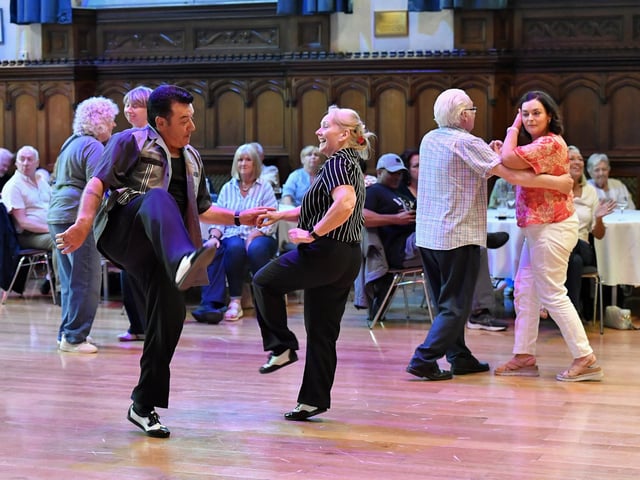 Jazz fans dance to the music from Jive Aces performance in the Guildhall. Photo: George Sweeney