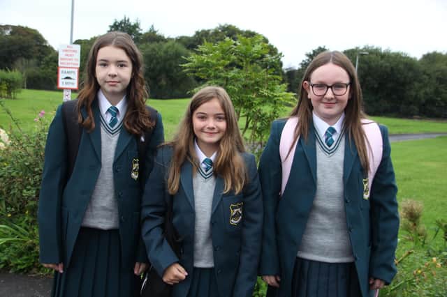 Some of the new Year 8 pupils who began their secondary education at Thornhill College last week.