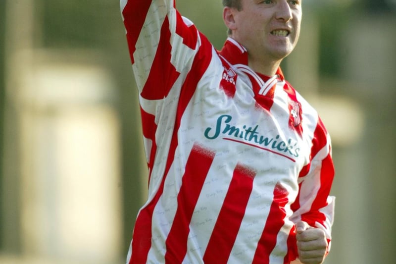 Derry City's Liam Coyle celebrates scoring.