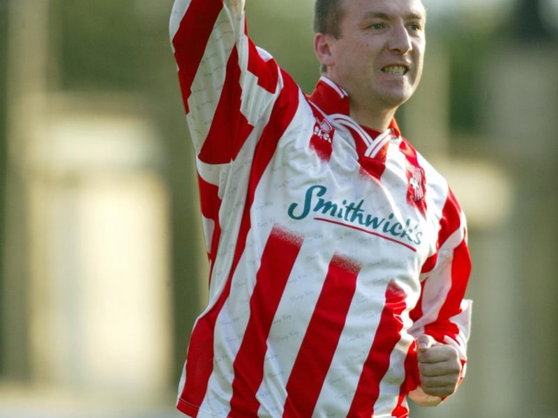 Derry City's Liam Coyle celebrates scoring.