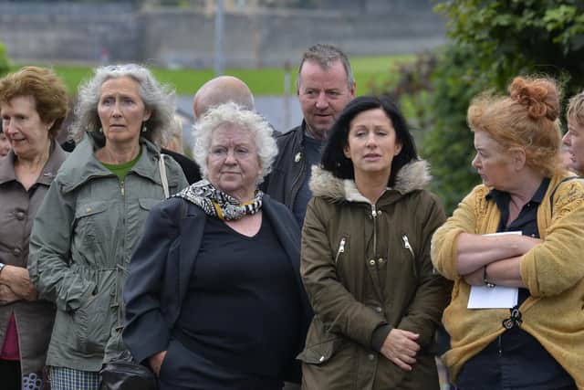 Nell McCafferty at the funeral of Bishop Edward Daly.