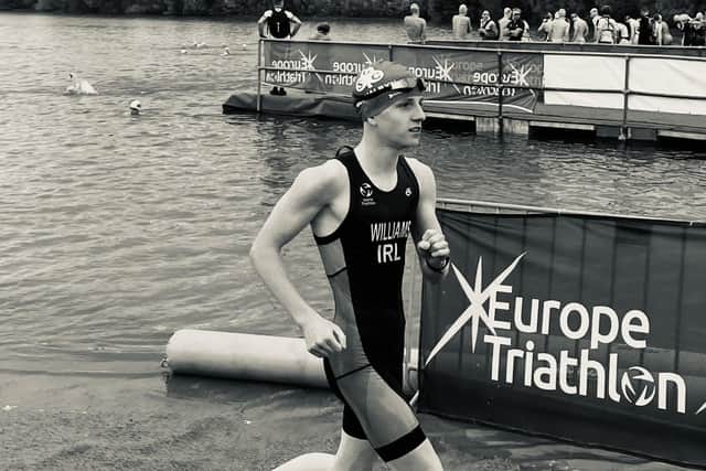 Jude Williams in action last year on the Europe Triathlon circuit.