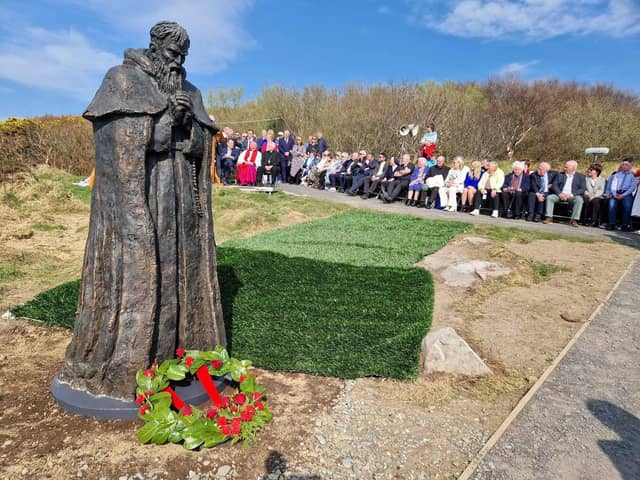 The new statue commemorating Fr Hegarty at Fr Hegarty's Rock, by artist Rory Harron.