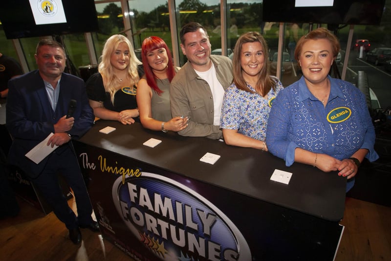 Quizmaster Conga with the Find and Fortunate team - Nicole Harkin, Karen McCleary, Mark McSherry, Catherine Gormley and Glenda McNicholl on Friday night’s Family Fortuntes.