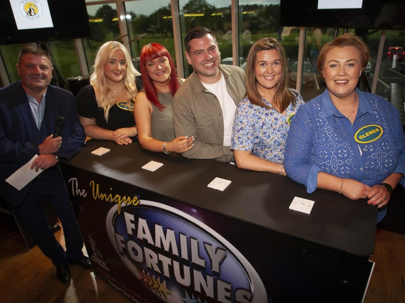 Quizmaster Conga with the Find and Fortunate team - Nicole Harkin, Karen McCleary, Mark McSherry, Catherine Gormley and Glenda McNicholl on Friday night’s Family Fortuntes.