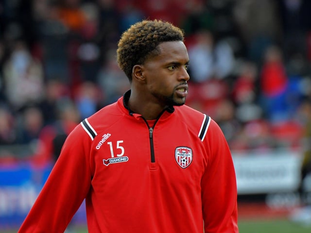 Derry City’s Sadou Diallo with a new hair-do for the game against UCD on Friday evening last. Photo: George Sweeney. DER2320GS – 132