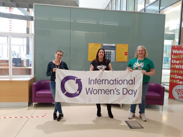 Health service workers celebrating International Women's Day at the Western Trust