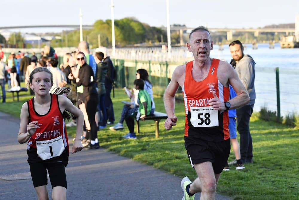 Summer Barr (1) and Martin Dunleavy (58) City of Derry Spartans. Photo: George Sweeney