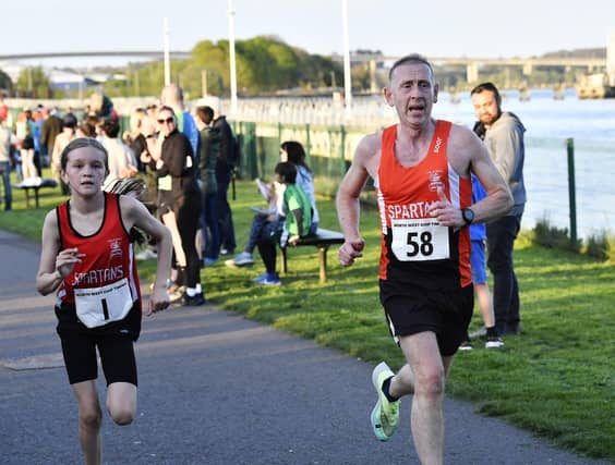 Summer Barr (1) and Martin Dunleavy (58) City of Derry Spartans. Photo: George Sweeney