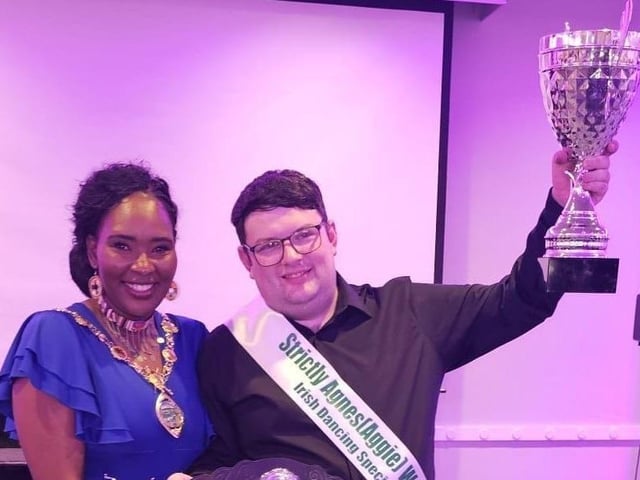 Mayor Lilian with the winner of the judges' vote: Billy Coyle.