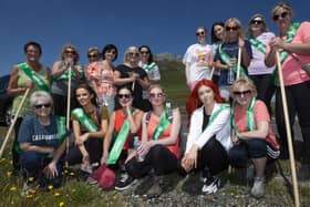 Ladies from the Housing Executive pictured at Mount Errigal on Thursday after completing their descent of the mountain.