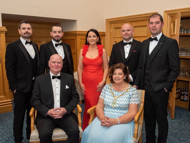 The Mayor Councillor Patricia Logue hosted the annual Mayor’s Ball in the Guildhall in aid of her chosen charities the Foyle Hospice and Ryan McBride Foundation. Picture Martin McKeown. 24.05.24