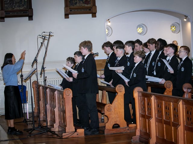 The St. Columb's College Choir performing at Thursday's Valedictory Mass. : .
