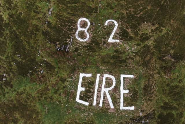 The EIRE 82 sign at Inishowen Head