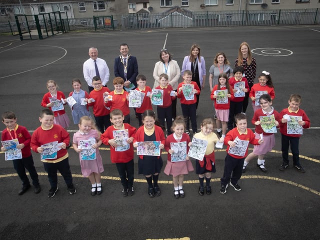 A secction of the pupils pictured during their 'A Day of Welcome' event around the school on Friday. This special event gave the primary 4-7 pupils the opportunity to engage in a powerful learning experience that deepened their understanding of the challenges faced by refugees around the world. (Photos: Jim McCafferty Photography)