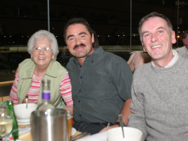 Enjoying a night out at the Lifford Stadium in March 2005.